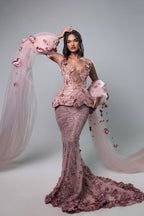 Rhosyn - full look with tulle sleeve raised